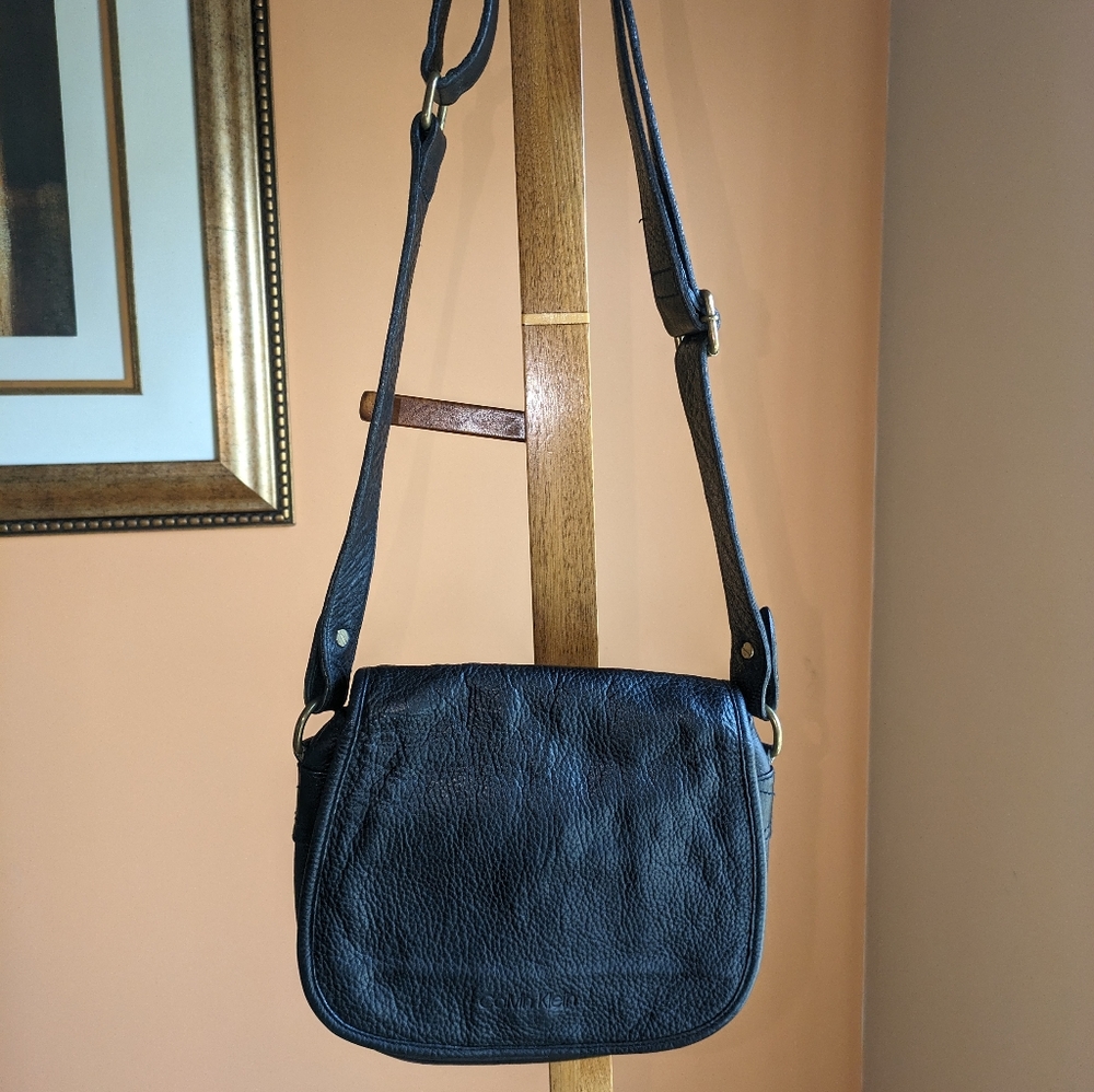Vintage Calvin Klein women's Bag 🛍️ Leather Black Shoulder / crossbody